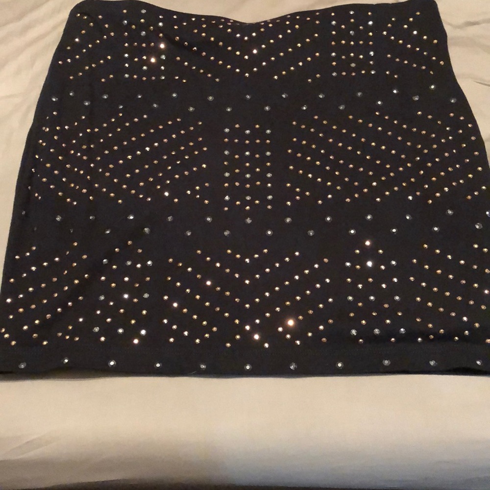 Black embellished mini skirt